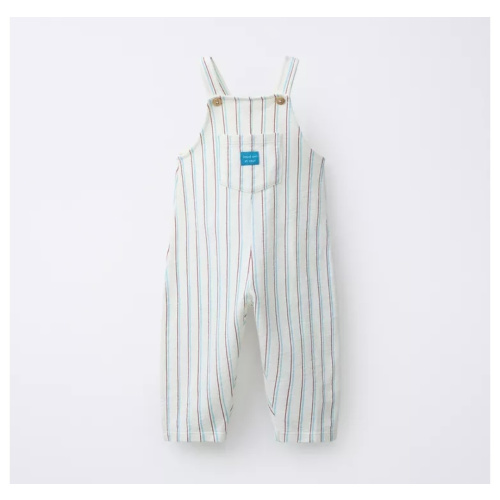 LONG STRIPED OVERALLS - Ecru / Blue | ZARA United States