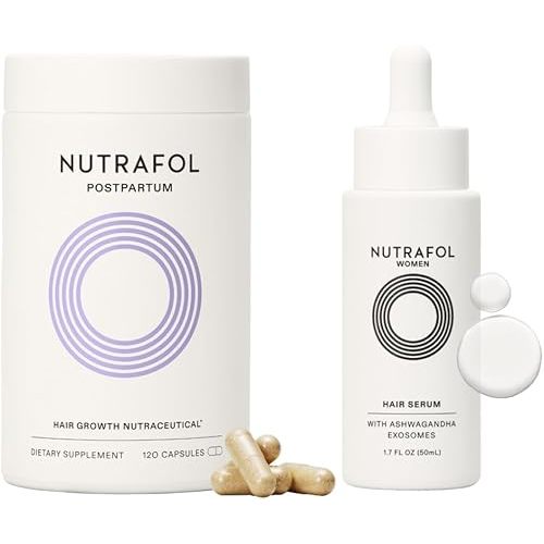 Nutrafol Postpartum Hair Growth Supplements and Hair Serum, Clinically Tested for Visible Thickness and Strength - 1 Month Supply, 1.7 Fl Oz Bottle
