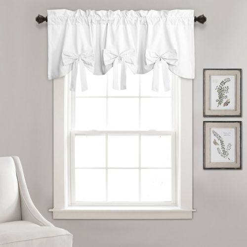 18"x52" Melody Bow Valance White - Lush Décor: Solid Polyester Window Valance, Rod Pocket, Machine Washable