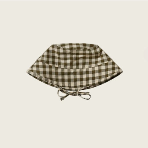 Olive Gingham Bucket Sun Hat | Organic Zoo