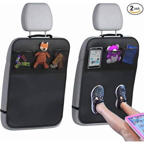 LILTOM kick mats back seat protector for car with Organizer Waterproof 2-Pack 19"x27" XL