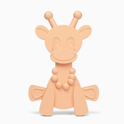 Little Bamber Amber Baby Teether Toy All Natural Amber Infused Soothing Rubber Giraffe Teething Toy (Pink)