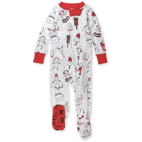 HonestBaby Baby Holiday Non-Slip Footed Pajamas One-Piece Sleeper Zip-Front Pjs 100% Organic Cotton