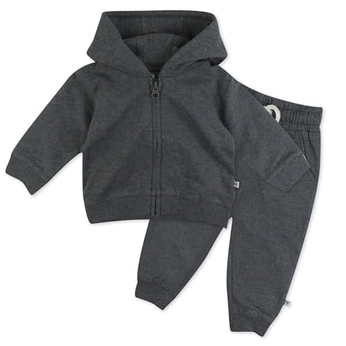 HonestBaby Baby Boys' 2-piece Fleece Zip Hoodie and Sweatpant Set 100% Organic Cotton for Infant Baby and Toddler, Boys