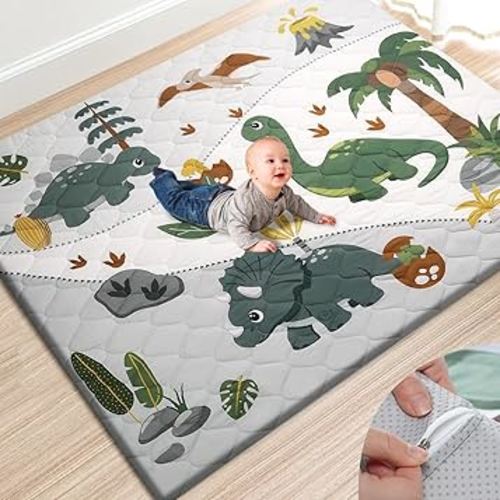 Premium Foam Baby Play Mat 71x59 – Removable & Machine Washable Cover, Extra Thick Padding Baby Mat for Playpen, Non-Slip Playmat, Easy to Clean for Infants, Toddlers & Babies