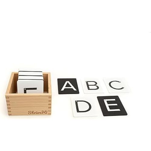 Montessori Sandpaper Letters | Black & White Montessori Letters Set w/ 3.5"x2.8" Lowercase & Uppercase Sand Paper Letters Cards | Sensory Sandpaper Letters | Alphabet Letters