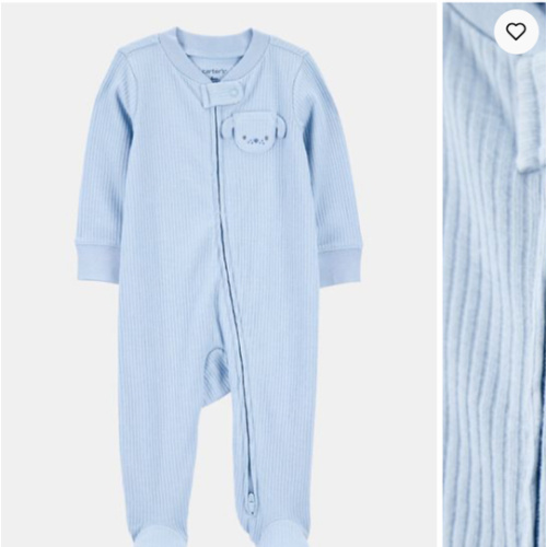 Baby Boy Dog Pocket 2-Way Zip Ribbed Sleep & Play Pajamas - Blue | Carter's