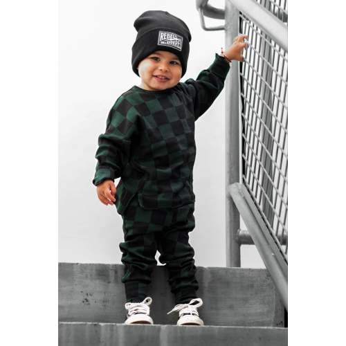 Organic Ribbed Set in Smoke + Midnight Emerald