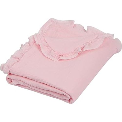 Muslin Baby Blankets, Cotton Crib Blanket for Baby Infant Toddler,Super Soft and Lightweight Nursery Swaddling Wrap 40"x36" (Pink)