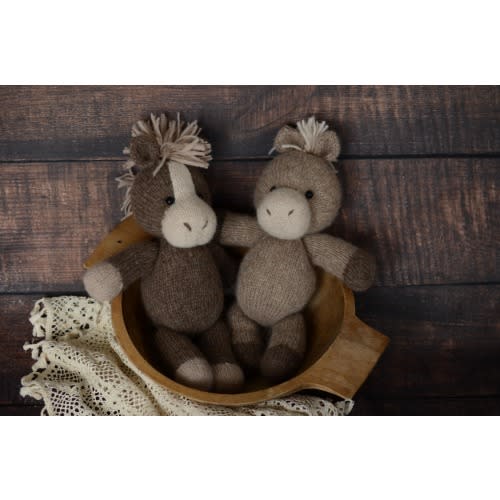 Knitted Horse Toy for Newborn Photoshoot – Soft Stuffed Animal Prop, Baby Shower Gift Idea