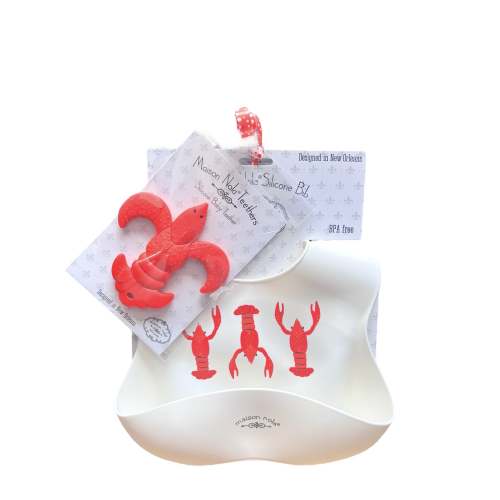 Baby's First Boil Gift Bundle | Silicone Bucket Bib and Teether