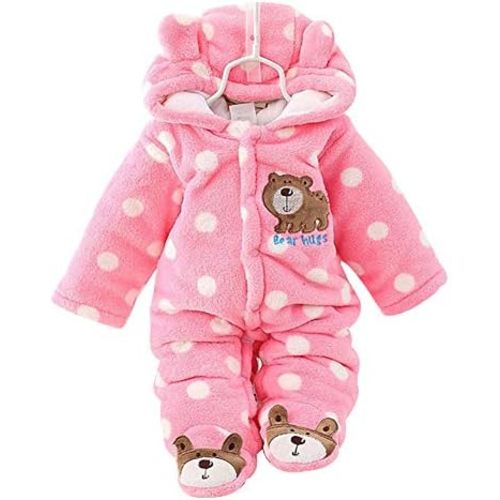 Xifamniy Baby Newborn Jumpsuit Footie Romper Hooded Warm Thicken Winter Bunting Outwear Snowsuit for Girls Boys