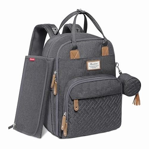 RUVALINO Diaper Bag Backpack, Multifunction Travel Pack Maternity Baby Changing Bags, Large Capacity, Waterproof, Dark Gray | Multifunction, Travel Pack, Maternity, Baby Changing Bags, Waterproof
