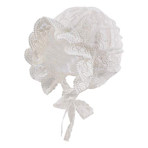 Baby Girl Bonnet Eyelet Lace Cotton Christening Bonnet Toddler Handmade Beanie Sun Protection Hat