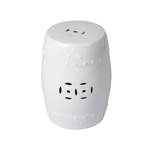 PatioSense Ceramic Garden Stool Table - Optic White