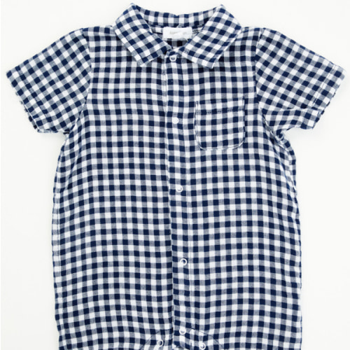 Angel Dear Infant Boys' Gingham Short Sleeve Snap Onesie