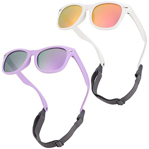 COASION Bendable Flexible Polarized Baby Sunglasses with Strap for Newborn Infant Boys Girls Age 0-24 Months CA9018