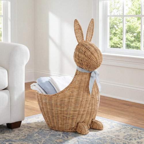 Birch Lane™ Wicker Bunny Basket, Natural | Wayfair