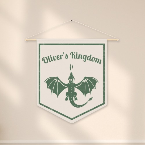Personalized Name Sign for Kids with a Dragon, Custom Name Banner for Boy, Wall Pennant for Toddler, Dragon Lovers Gift, Kids Room Decor