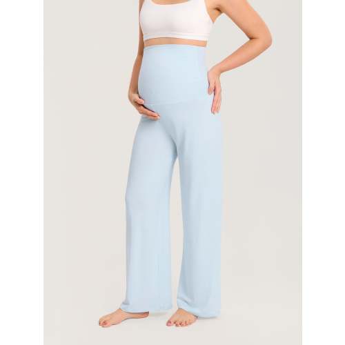 Modal Cotton Foldover Wide-Leg Pants