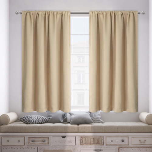Kbndieu Blackout Curtains for Bedroom, Thermal Insulated, Energy Saving & Noise Reducing Curtains for Living Room/Kitchen (Beige, 38 inches Width x 72 inches Length Each Panel)