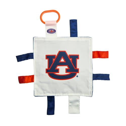 The Learning Lovey Auburn University Baby Tag Toy - College Football Basketball - Sensory Crinkle Toys - Soft & Safe - Ideal Stroller Toy - BPA Free w/Stroller Clip