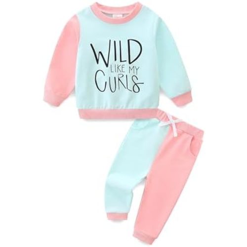 Toddler Baby Girl Clothes Fall Winter Long Sleeve Sweatshirt with Pants Set Girls Cute Print Outfits 6M-4Years