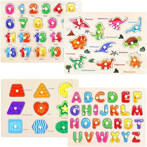 Montessori Wooden Peg Puzzles for Toddlers