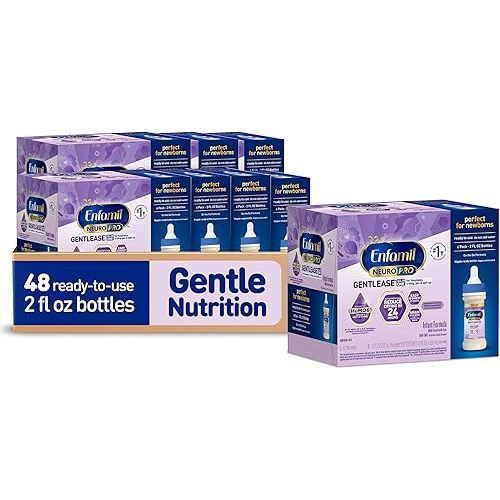 Enfamil NeuroPro Gentlease Ready-to-Feed with Smaller Proteins for Easy Digestion, Brain Supporting DHA,Baby Formula for easing Fussiness, Crying, Gas, Spit-up in 24hrs, 2 Fl Oz, 48 Bottles