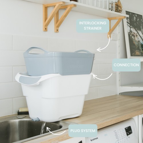 Strucket 19L Interlocking Strainer Bucket&nbsp;with Plug - Gray