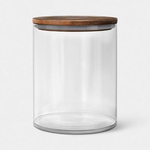 48oz Canister Dark Wood Top Small Clear - Threshold™
