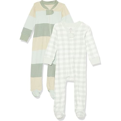 HonestBaby Baby Sleep N' Play One-Piece Zip-Front Footed Organic Cotton Pajama Sleeper