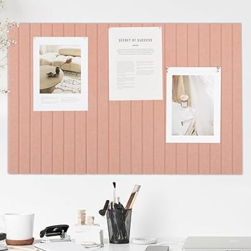 Felt Bulletin Board 35" x 47" - Stylish Cork Board Alternative for Office & Wall Decor – 6 Customizable Adhesive Tiles w/Golden Pins are Perfect to Display Your Photos
