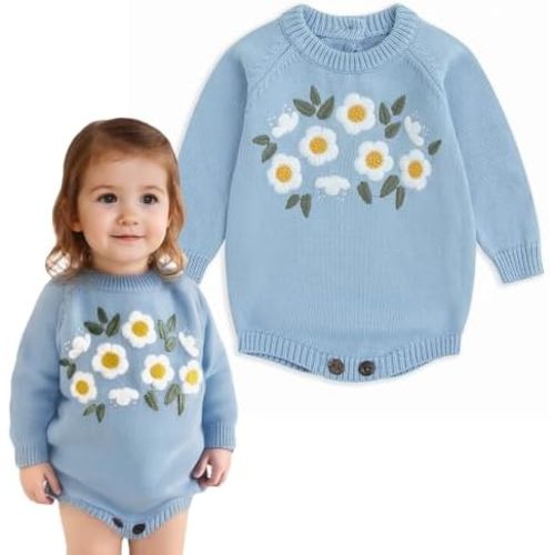 Simplee kids Baby Girls Kint Romper Fall Long Sleeve Rompers Newborn Baby Solid Overall Jumpsuit Outfits