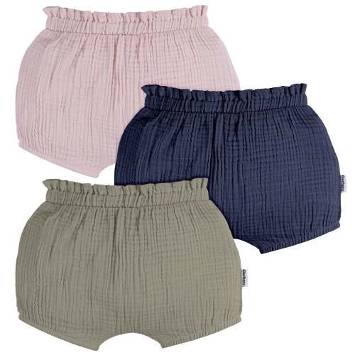 Gerber Baby Girl Bubble Shorts, 3-Pack, Sizes 0/3 Months - 24 Months