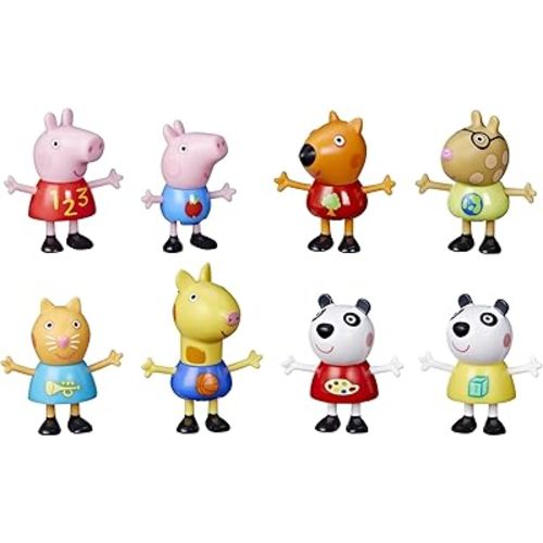 Peppa Pig School Classroom Toy Figures 8-Pack, Peppa Pig, George Pig, Peggi Panda, Candy Cat and More, Back to School Gifts for Kids, Ages 3+ (Amazon Exclusive)