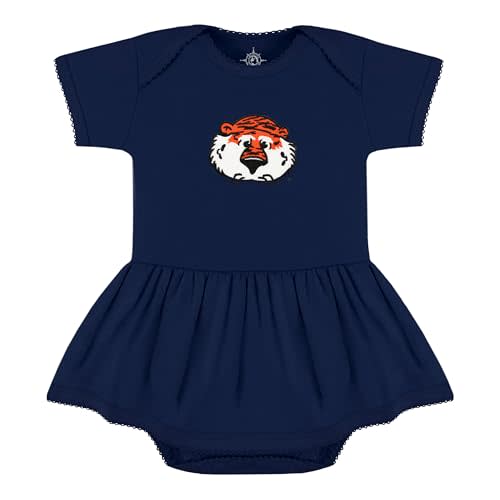 College Baby NCAA Picot Bodysuit Dress Short Sleeve, for Girls, (0-24 Mos)