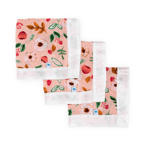 Cotton Muslin Security Blanket 3 Pack - Vintage Floral