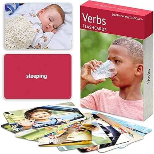 Picture My Picture Verbs Volume 2 Flash Card Set – Speech Therapy Tool for Vocabulary, Communication & Thinking, Scratch-Resistant with Activity Guide, Suitable for Education, ESL & ABA – Set of 40