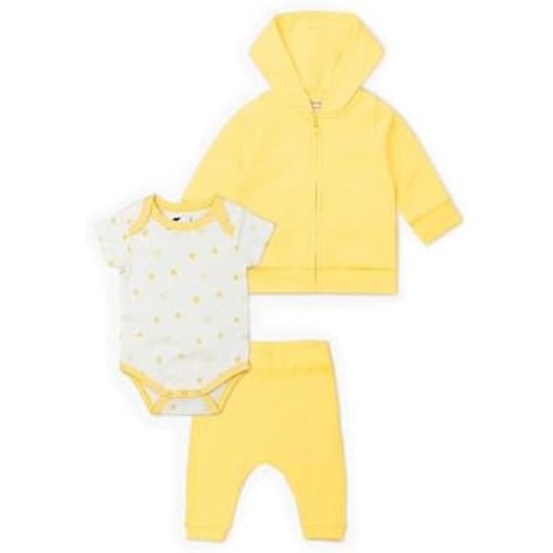 monica + andy Baby Outfit Set, 100% Organic Baby Clothes, Zip Up Jacket, Bodysuit & Pants, Sizes For Newborn & Infant