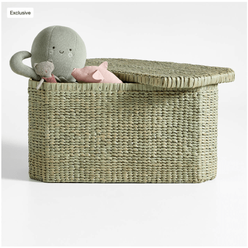 Rudy Rattan Sage Green Kids Toy Bin by Jake Arnold