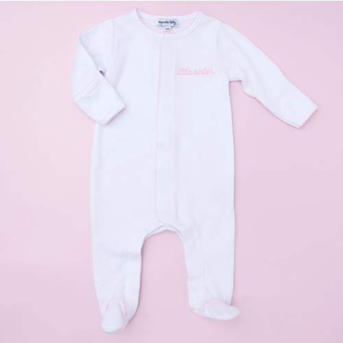 Little Sister Emb Footie Pink