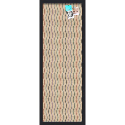 PinPix ArtToFrames 12x36 Inch Custom Cork Bulletin Board. This Waves in Multi Colors Pin Board Has a Fabric Style Canvas Finish, in a Satin Black Frame (PinPix-565-12x36_FRBW26079)
