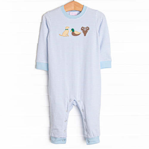 Hudson Hunter Applique Romper, Light Blue Stripe – Stitchy Fish