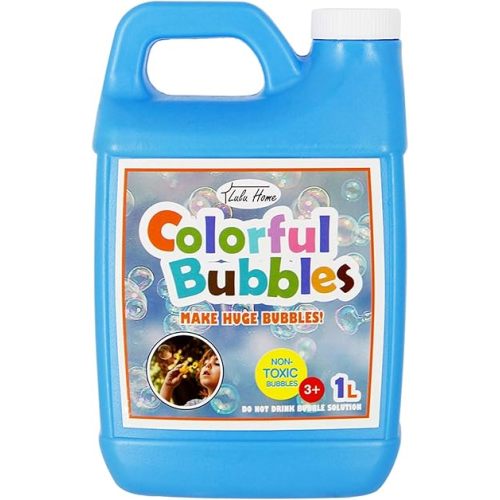 Lulu Home 33.8 OZ/1 L Concentrated Bubble Solution, Refill for Bubble Machines, Giant Wands, and Blowers - Up to 2.5 Gallons for Kids' Birthday Parties