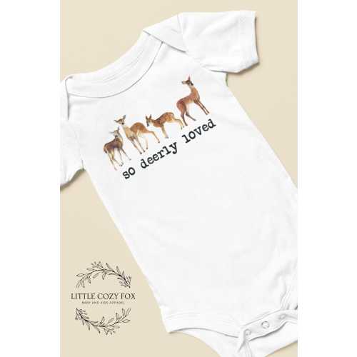 So deerly loved baby onesie® Deer baby gift Hunting baby gift Woodland baby shower gift Deer baby bodysuit Cute woodland baby