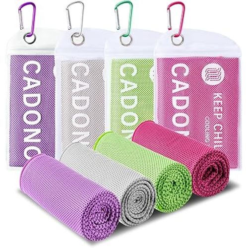 4 Pack Cooling Towel (40"x12"), Soft Breathable Chilly Towel, IceTowel, Microfiber Towels for Yoga, Sport, Running, Workout,Gym, Camping, Fitness, Workout & More Activities(Multicolor)