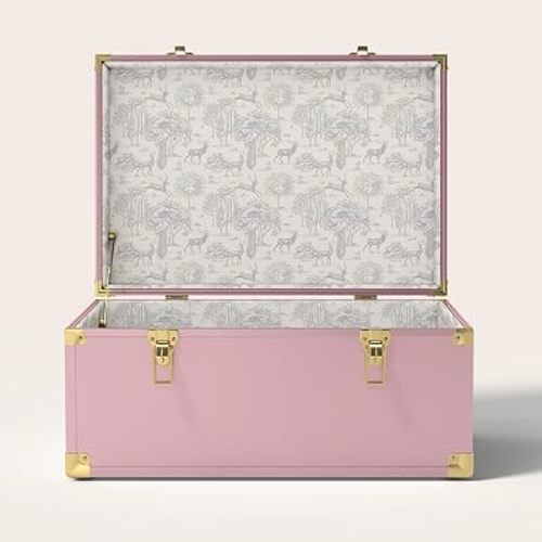 Momento Wedding Keepsake Trunk | Personalized Memory Box for Wedding Mementos | Handmade in USA | Metal and Plywood Construction | Standard Size 20" (Blush/Woods)
