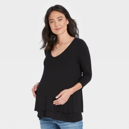 Ingrid & Isabel 3/4 Sleeve Scoop Neck Nursing T-Shirt