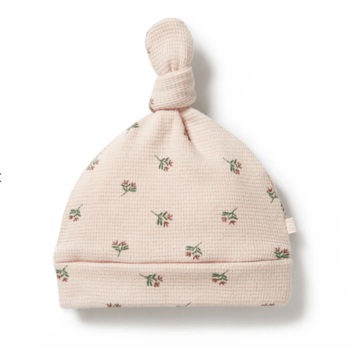 Organic Waffle Knot Hat - Emily Floral – Daisy and Hen